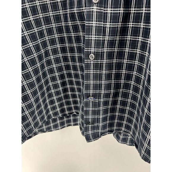 Johnston & Murphy Button-Down Dress Shirt Tailored Fit Blue Squares Men's Large - Picture 2 of 8